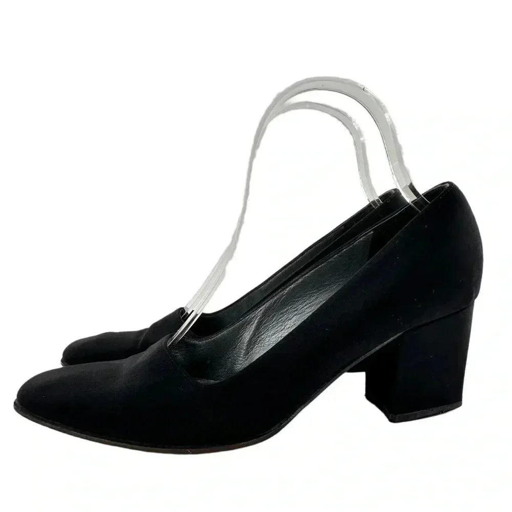 Anne Klein womens heels size 7.5 black square toe old money career vintage 90s
